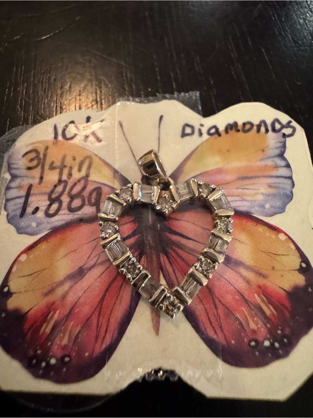10K White Gold Diamond Heart Pendant - White Diamond Heart Necklace